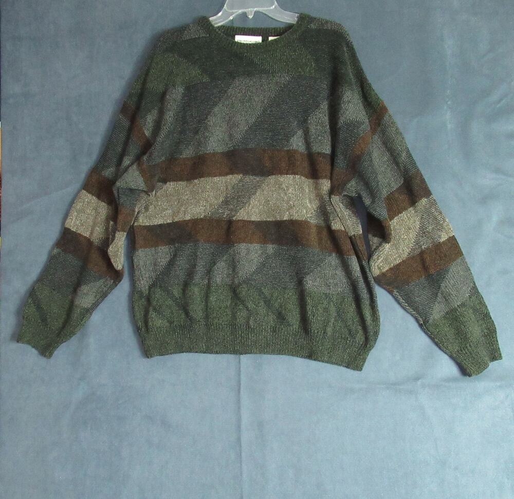Vintage Pronto Uomo Sweater Mens XL Multicolor Geometric Knit Cosby 90s Grandpa